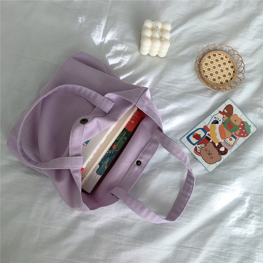 561 Solid Color Canvas Tote Bag Snap Button Small Handbag for Travel Shopping 561 Solid Color Canvas Tote Bag Snap Button Small Handbag for Travel Shopping
